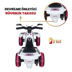 Uj Toys Müzikli ve Led Işıklı Akülü Atv 6V Safari-Beyaz Prenses