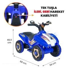 Uj Toys Müzikli ve Led Işıklı Akülü Atv 6V Ranger-Mavi