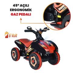 Uj Toys Müzikli ve Led Işıklı Akülü Atv 6V Ranger-Siyah