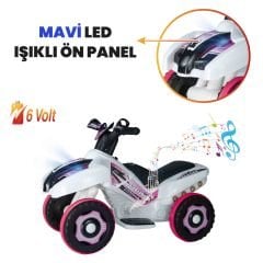 Uj Toys Müzikli ve Led Işıklı Akülü Atv 6V Ranger-Beyaz Prenses