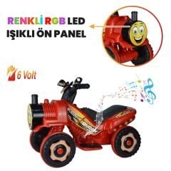 Uj Toys Müzikli ve Led Işıklı Akülü Atv 6V Buddy-Kırmızı
