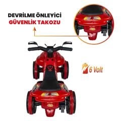 Uj Toys Müzikli ve Led Işıklı Akülü Atv 6V Buddy-Kırmızı