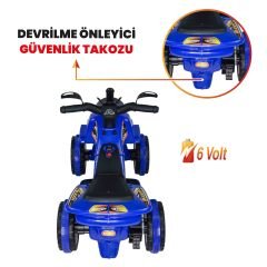 Uj Toys Müzikli ve Led Işıklı Akülü Atv 6V Buddy-Mavi