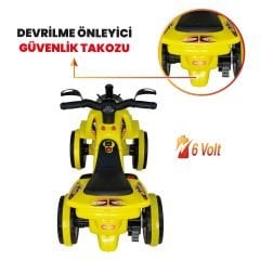 Uj Toys Müzikli ve Led Işıklı Akülü Atv 6V Buddy-Sarı