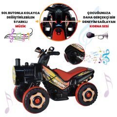Uj Toys Müzikli ve Led Işıklı Akülü Atv 6V Buddy-Siyah