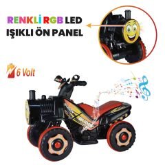 Uj Toys Müzikli ve Led Işıklı Akülü Atv 6V Buddy-Siyah