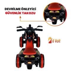 Uj Toys Müzikli ve Led Işıklı Akülü Atv 6V Buddy-Siyah