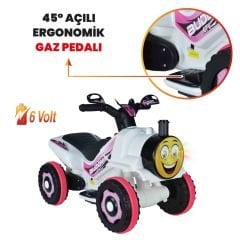 Uj Toys Müzikli ve Led Işıklı Akülü Atv 6V Buddy-Beyaz Prenses