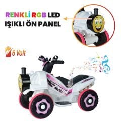 Uj Toys Müzikli ve Led Işıklı Akülü Atv 6V Buddy-Beyaz Prenses