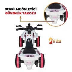 Uj Toys Müzikli ve Led Işıklı Akülü Atv 6V Buddy-Beyaz Prenses
