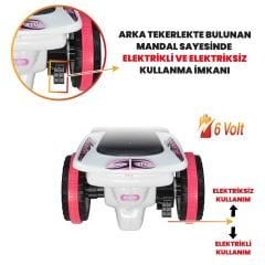 Uj Toys Müzikli ve Led Işıklı Akülü Atv 6V Buddy-Beyaz Prenses