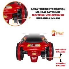 Uj Toys Müzikli ve Led Işıklı Akülü Atv 6V Karınca-Kırmızı