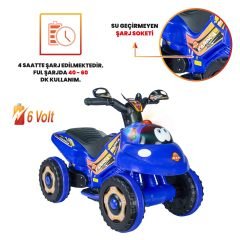Uj Toys Müzikli ve Led Işıklı Akülü Atv 6V Karınca-Mavi