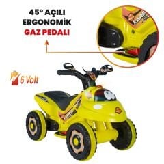 Uj Toys Müzikli ve Led Işıklı Akülü Atv 6V Karınca-Sarı