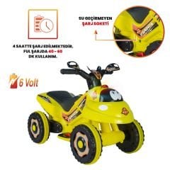 Uj Toys Müzikli ve Led Işıklı Akülü Atv 6V Karınca-Sarı