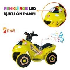 Uj Toys Müzikli ve Led Işıklı Akülü Atv 6V Karınca-Sarı