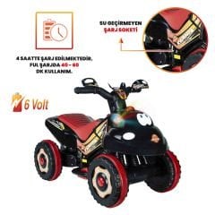 Uj Toys Müzikli ve Led Işıklı Akülü Atv 6V Karınca-Siyah