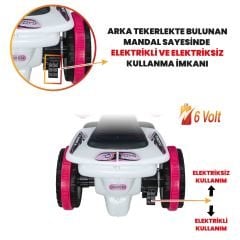 Uj Toys Müzikli ve Led Işıklı Akülü Atv 6V Karınca-Beyaz Prenses