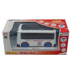 Uj Toys Sesli ve Işıklı Çarp Dön Sevimli Ambulans-Beyaz