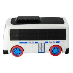 Uj Toys Sesli ve Işıklı Çarp Dön Sevimli Polis Otobüsü-Beyaz
