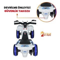 Uj Toys Uzaktan Kumandalı Akülü Atv 6V Ranger-Beyaz Polis