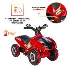 Uj Toys Uzaktan Kumandalı Akülü Atv 6V Ranger-Kırmızı