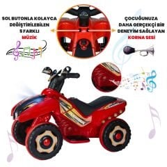 Uj Toys Uzaktan Kumandalı Akülü Atv 6V Ranger-Kırmızı