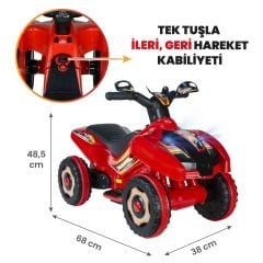 Uj Toys Uzaktan Kumandalı Akülü Atv 6V Ranger-Kırmızı