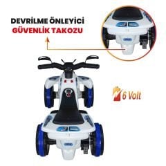 Uj Toys Uzaktan Kumandalı Akülü Atv 6V Safari-Beyaz Polis