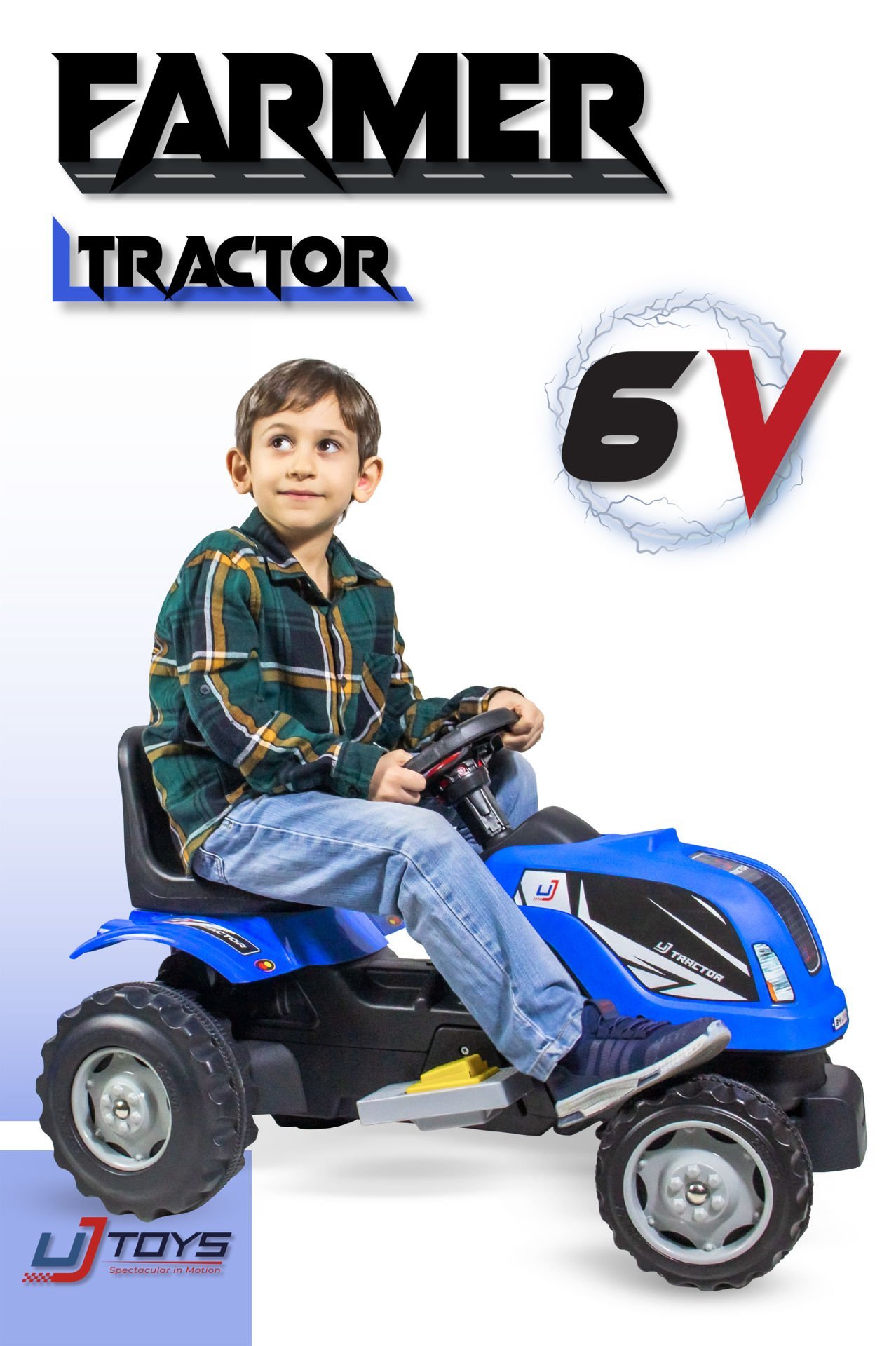 UJTOYS - MAVİ AKÜLÜ 6V TRAKTÖR