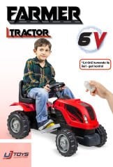 UJTOYS - KUMANDALI AKÜLÜ 6V KIRMIZI TRAKTÖR