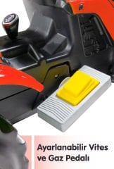 UJTOYS - KUMANDALI AKÜLÜ 6V KIRMIZI RÖMORKLU TRAKTÖR