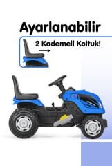 UJTOYS - KUMANDALI AKÜLÜ 6V MAVİ RÖMORKLU TRAKTÖR