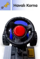 UJTOYS - KUMANDALI AKÜLÜ 6V MAVİ RÖMORKLU TRAKTÖR