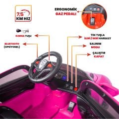 Uj Toys Jagor Uzaktan Kumandalı Akülü Araba 12V-Pembe