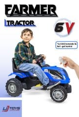 UJTOYS - KUMANDALI AKÜLÜ 6V MAVİ TRAKTÖR