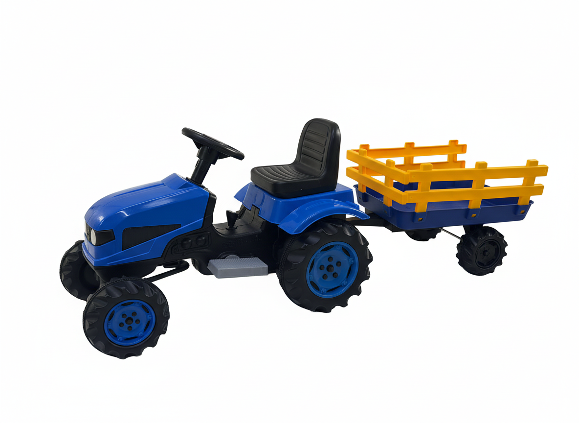 UJTOYS - B YENİ AKÜLÜ RÖMORKLU TRAKTÖR MAVİ