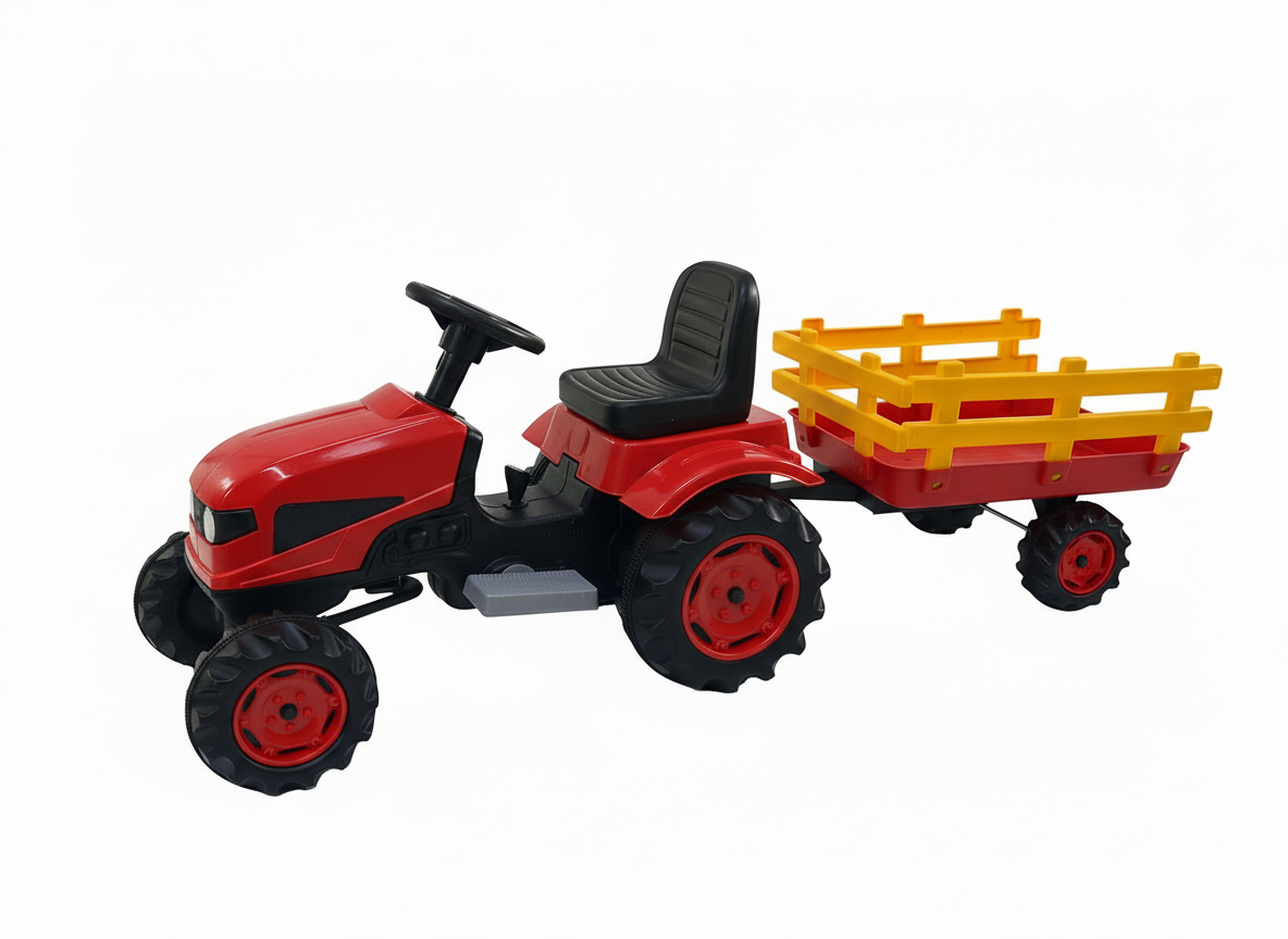 UJTOYS - B YENİ AKÜLÜ RÖMORKLU TRAKTÖR KIRMIZI