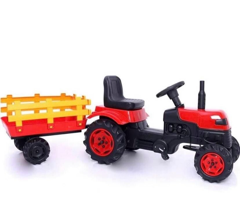 UJTOYS - BACALI PEDALLI RÖMORKLU TRAKTÖR KIRMIZI