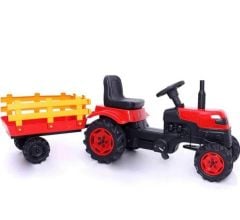 UJTOYS - BACALI PEDALLI RÖMORKLU TRAKTÖR KIRMIZI