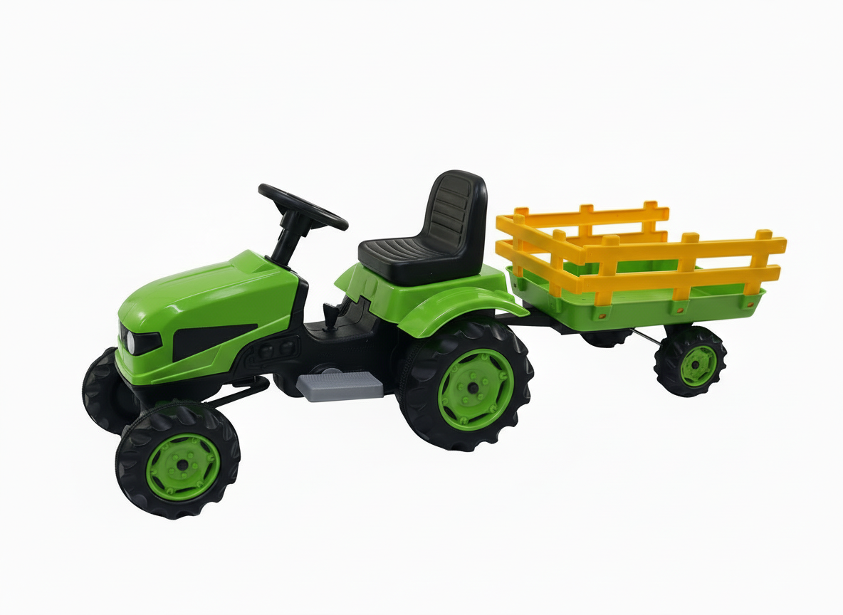 UJTOYS - B YENİ AKÜLÜ RÖMORKLU TRAKTÖR YEŞİL