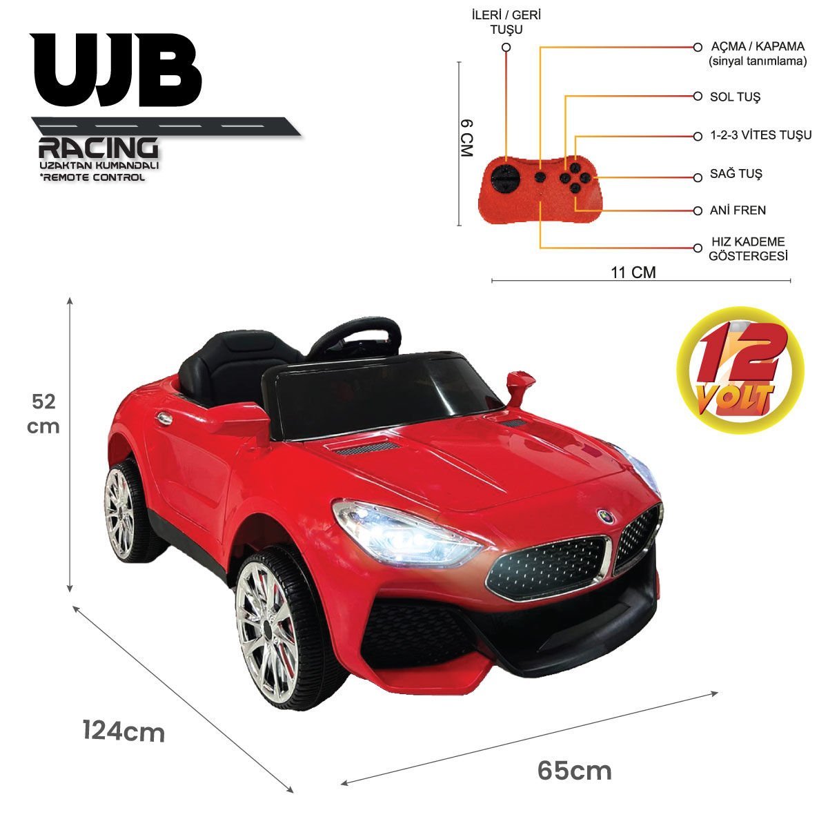Uj Toys UJB Uzaktan Kumandalı Akülü Araba Kırmızı